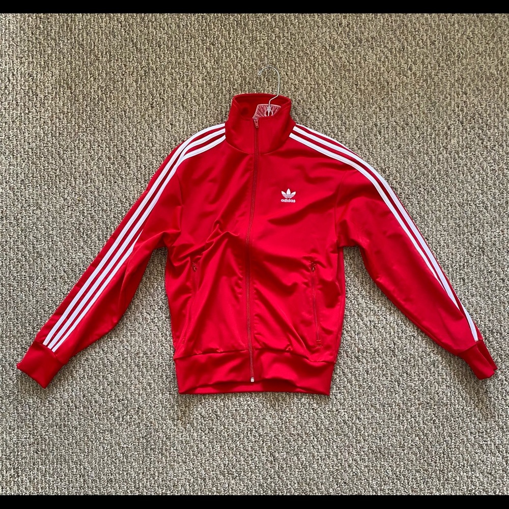 Red adidas track jacket